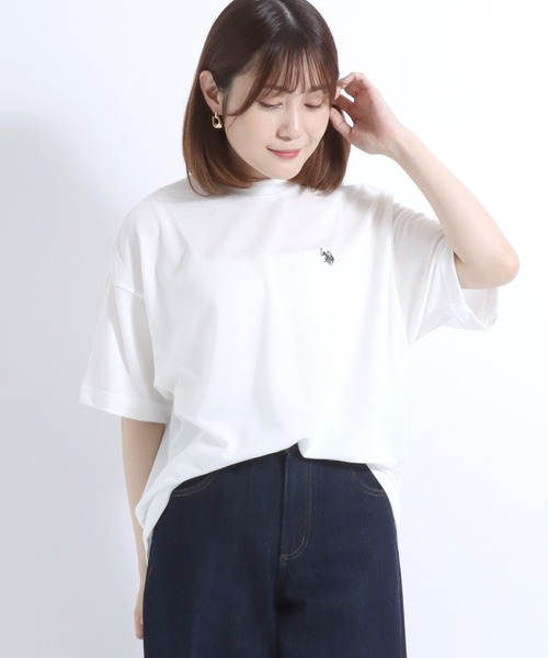 U.S. POLO ASSN.(ユーエスポロアッスン)の「U.S. POLO ASSN.(ユーエスポロアッスン)鹿の子モックネック半袖Tシャツ レディース(Tシャツ/カットソー・レディース・ライトグリーン/ホワイト/ブラック・L/M)」の12枚目の写真
