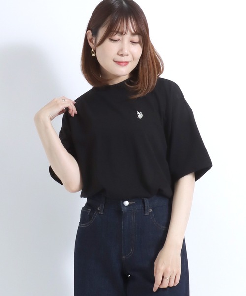 U.S. POLO ASSN.(ユーエスポロアッスン)の「U.S. POLO ASSN.(ユーエスポロアッスン)鹿の子モックネック半袖Tシャツ レディース(Tシャツ/カットソー・レディース・ライトグリーン/ホワイト/ブラック・L/M)」の17枚目の写真