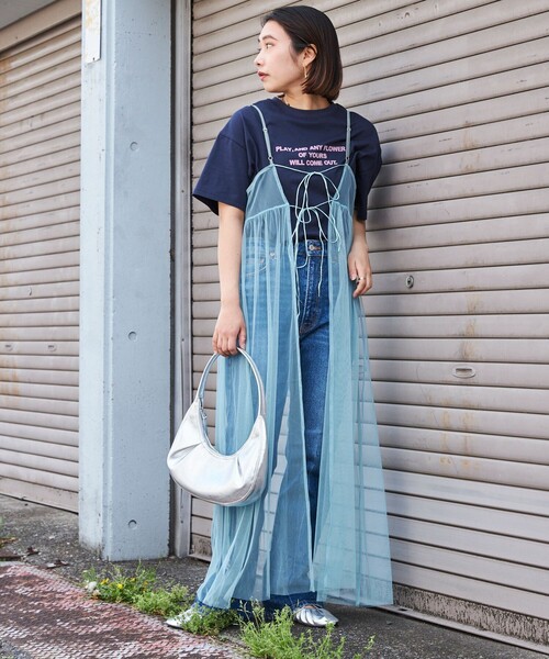 PUBLUX(パブリュクス)の「PUBLUX/パブリュクス 2WAYチュールキャミワンピース WEB限定(ワンピース・レディース・ブラック/サックスブルー/ベージュ・フリ-)」の7枚目の写真
