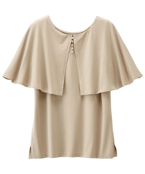 RANAN（ラナン）の「[接触冷感]ケープ風デザインカットソーブラウス（Tシャツ/カットソー・レディース・ブルーグレー/ブラック/オフホワイト/ネイビー/ベージュ・LL/L/M）」の12枚目の写真