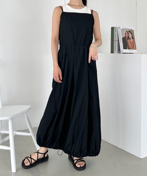 TELOPLAN Ying Dress バルーンキャミワンピース ブラック F Ying Dress / Black コクーンシルエットキャミドレス – Numero