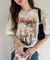 バンドプリント ヴィンテージライク ピグメント Tシャツ