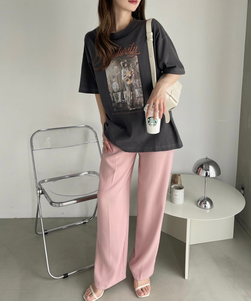 Ada.(エイダ)の「バンドプリント ヴィンテージライク ピグメント Tシャツ(Tシャツ/カットソー・レディース・チャコール/オートミール/アイボリー/ネイビー・FREE)」の20枚目の写真
