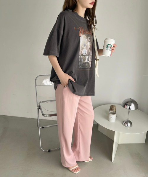 Ada.(エイダ)の「バンドプリント ヴィンテージライク ピグメント Tシャツ(Tシャツ/カットソー・レディース・チャコール/オートミール/アイボリー/ネイビー・FREE)」の21枚目の写真