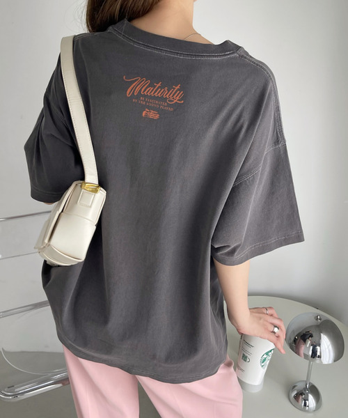 Ada.(エイダ)の「バンドプリント ヴィンテージライク ピグメント Tシャツ(Tシャツ/カットソー・レディース・チャコール/オートミール/アイボリー/ネイビー・FREE)」の19枚目の写真