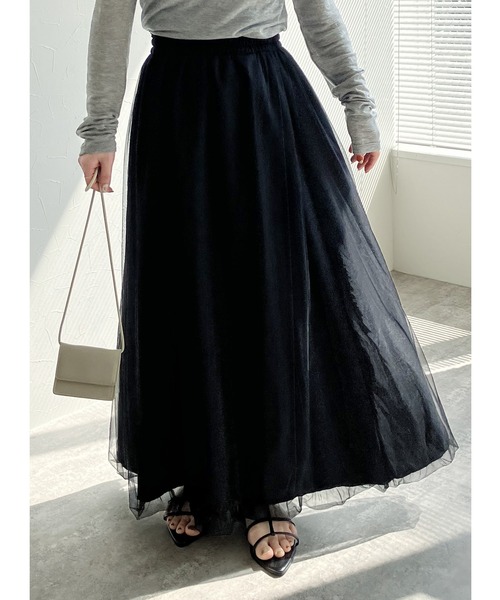 reca（レカ）の「チュールバルーンスカート（スカート・レディース・グレー/アイボリー/ブラック・FREE）」の2枚目の写真