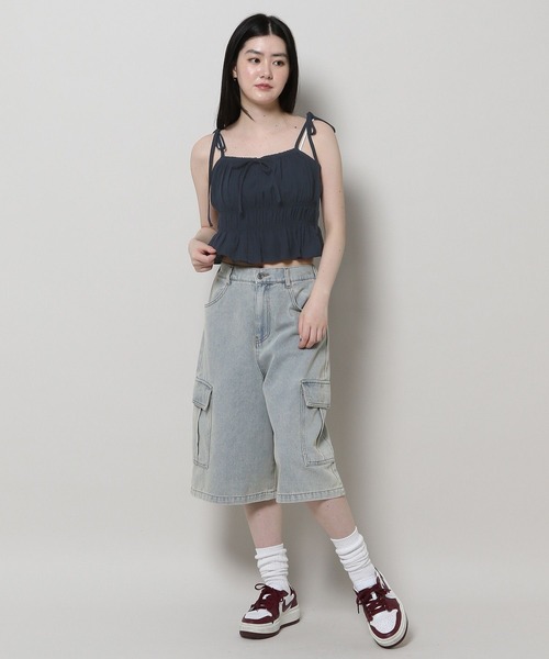 3.3 Field Trip （3.3フィールドトリップ）の「3.3 Field Trip／リボンシャーリングブラウス（キャミソール・レディース・ブルー/ホワイト/ネイビー・FREE）」の19枚目の写真