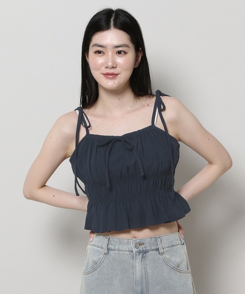 3.3 Field Trip （3.3フィールドトリップ）の「3.3 Field Trip／リボンシャーリングブラウス（キャミソール・レディース・ブルー/ホワイト/ネイビー・FREE）」の18枚目の写真