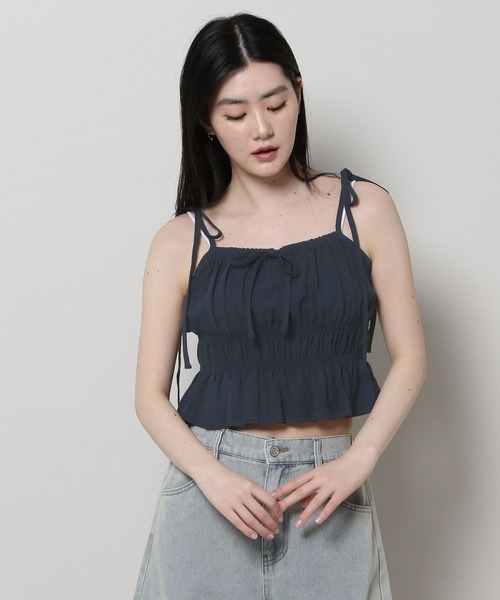 3.3 Field Trip （3.3フィールドトリップ）の「3.3 Field Trip／リボンシャーリングブラウス（キャミソール・レディース・ブルー/ホワイト/ネイビー・FREE）」の17枚目の写真