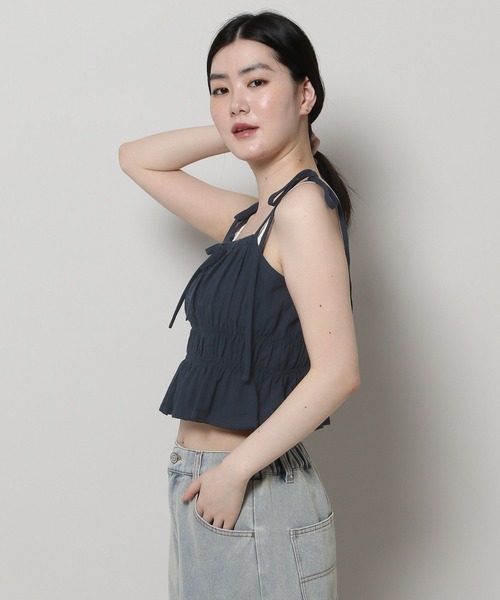 3.3 Field Trip （3.3フィールドトリップ）の「3.3 Field Trip／リボンシャーリングブラウス（キャミソール・レディース・ブルー/ホワイト/ネイビー・FREE）」の16枚目の写真