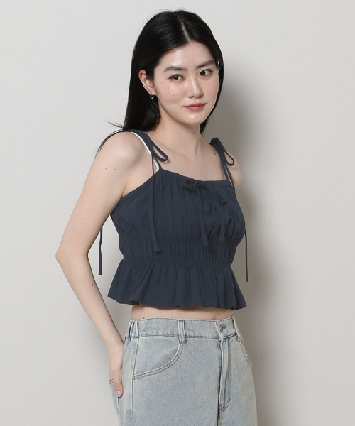 3.3 Field Trip （3.3フィールドトリップ）の「3.3 Field Trip／リボンシャーリングブラウス（キャミソール・レディース・ブルー/ホワイト/ネイビー・FREE）」の14枚目の写真