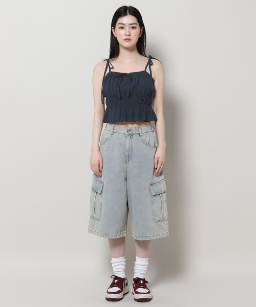 3.3 Field Trip （3.3フィールドトリップ）の「3.3 Field Trip／リボンシャーリングブラウス（キャミソール・レディース・ブルー/ホワイト/ネイビー・FREE）」の13枚目の写真