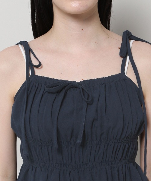 3.3 Field Trip （3.3フィールドトリップ）の「3.3 Field Trip／リボンシャーリングブラウス（キャミソール・レディース・ブルー/ホワイト/ネイビー・FREE）」の8枚目の写真