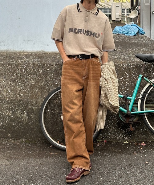 Perushu（ペルーシュ）の「立体刺繍ペインターデニム（デニムパンツ