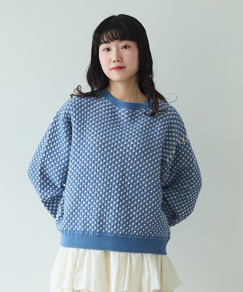 bulle de savon〇コットン/アクリルamiamiニットプルオーバー bulle de savon（ビュルデサボン）の「コットン/アクリル amiami