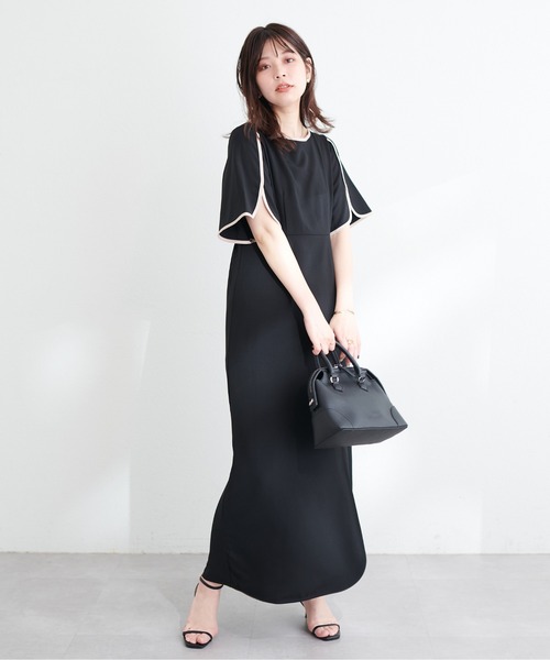 natural couture(ナチュラルクチュール)の「【WEB限定】osonoハチワレスリーブスリットワンピース(ワンピース・レディース・ブルー系その他/イエロー/ブラック/アイボリー・LARGE/MEDIUM)」の3枚目の写真