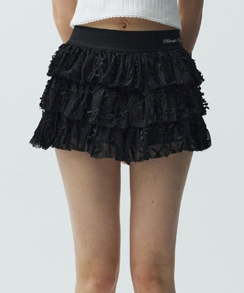 Midnight Move（ミッドナイトムーブ）の「Midnight Move／リボンスカート（裏地パンツあり）（スカート・レディース・ホワイト/ブラック・FREE）」の2枚目の写真
