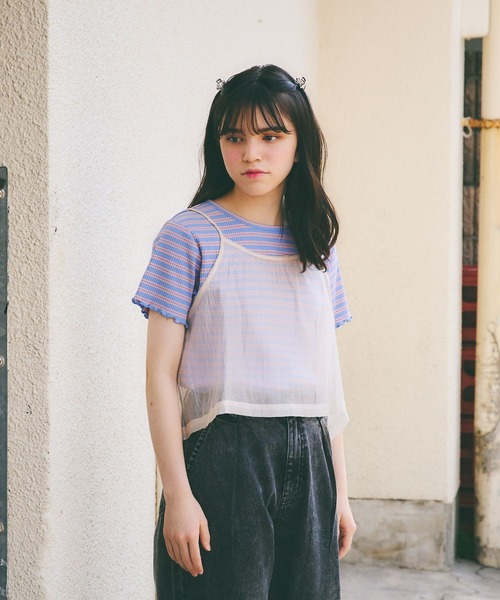 GLOBAL WORK(グローバルワーク)の「チビT*シアーキャミSET/AND YUA ANY/122445(Tシャツ/カットソー・キッズ・ブルー/アイボリー・150cm/160cm)」の8枚目の写真