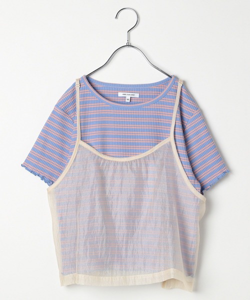 GLOBAL WORK(グローバルワーク)の「チビT*シアーキャミSET/AND YUA ANY/122445(Tシャツ/カットソー・キッズ・ブルー/アイボリー・150cm/160cm)」の5枚目の写真