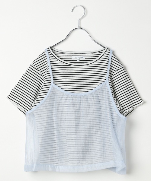 GLOBAL WORK(グローバルワーク)の「チビT*シアーキャミSET/AND YUA ANY/122445(Tシャツ/カットソー・キッズ・ブルー/アイボリー・150cm/160cm)」の4枚目の写真