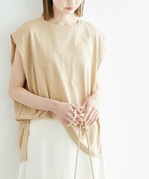 ROPE' PICNIC(ロペピクニック)の「スーピマノースリーブタックプルオーバー/汗染み防止・冷感(Tシャツ/カットソー・レディース・オフホワイト/ブラック/ベージュ・38)」の19枚目の写真