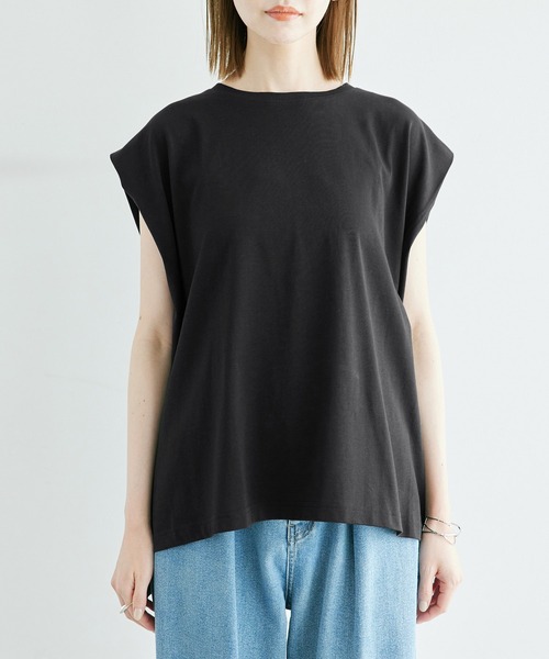 ROPE' PICNIC(ロペピクニック)の「スーピマノースリーブタックプルオーバー/汗染み防止・冷感(Tシャツ/カットソー・レディース・オフホワイト/ブラック/ベージュ・38)」の22枚目の写真
