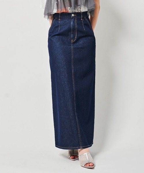 31 Sons de mode（トランテアン　ソン　ドゥ　モード）の「ペンシルデニムスカート（デニムスカート・レディース・インディゴブルー/ブラック・36/38）」の2枚目の写真