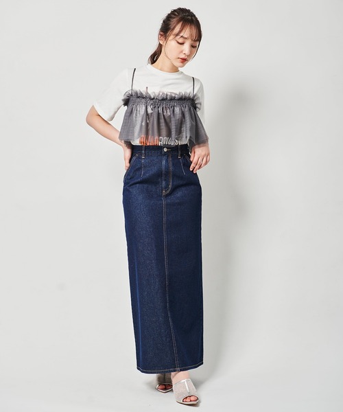 31 Sons de mode（トランテアン　ソン　ドゥ　モード）の「ペンシルデニムスカート（デニムスカート・レディース・インディゴブルー/ブラック・36/38）」の15枚目の写真