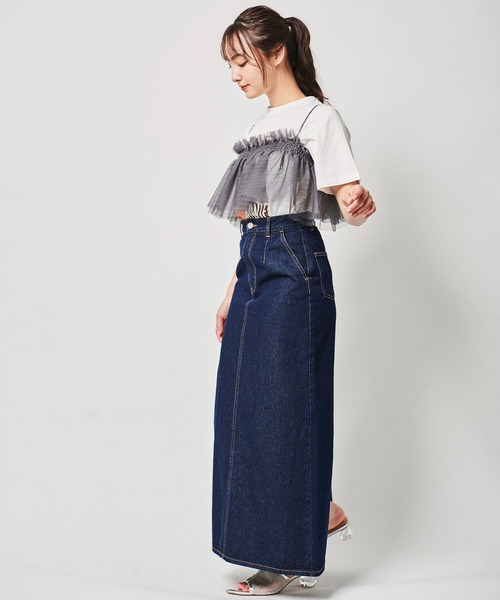 31 Sons de mode（トランテアン　ソン　ドゥ　モード）の「ペンシルデニムスカート（デニムスカート・レディース・インディゴブルー/ブラック・36/38）」の19枚目の写真