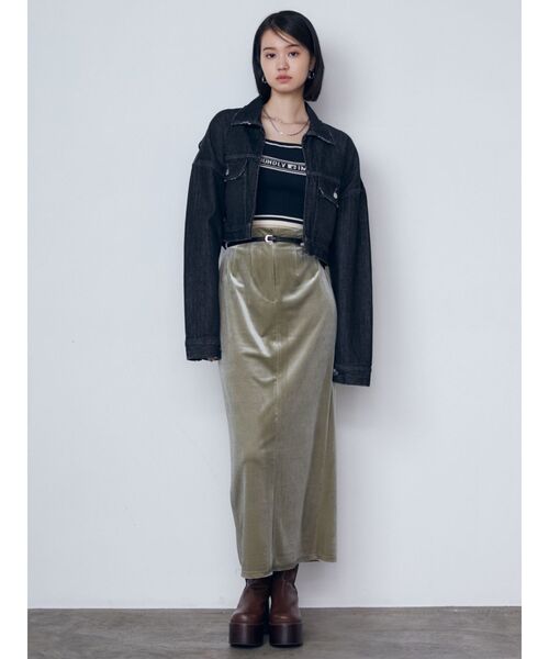 EMODA（エモダ）の「クロップドデニムブルゾン（デニムジャケット・レディース・ブラック/インディゴブルー/グレー・FREE）」の10枚目の写真