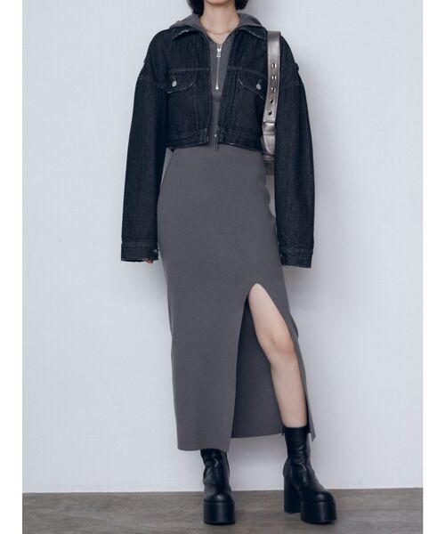 EMODA（エモダ）の「クロップドデニムブルゾン（デニムジャケット・レディース・ブラック/インディゴブルー/グレー・FREE）」の20枚目の写真