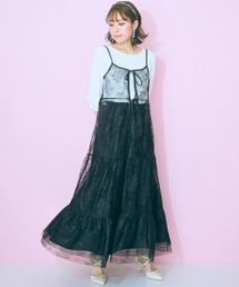 ＜大きいサイズ＞ レースティアードキャミワンピース marun