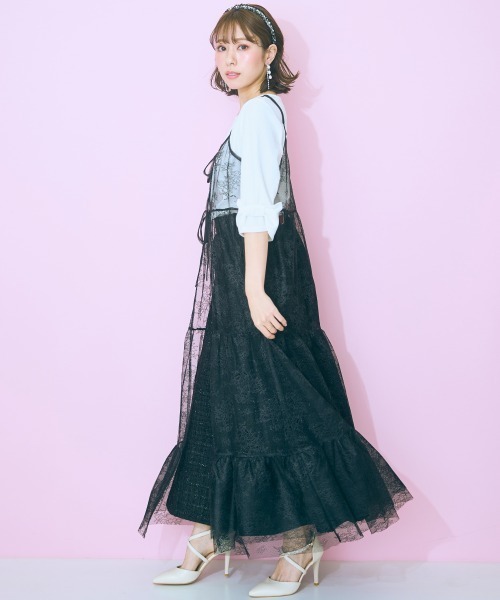 marun(マルン)の「<大きいサイズ> レースティアードキャミワンピース marun(ワンピース・レディース・オフホワイト/ブラック・L/5L/4L/3L/LL)」の10枚目の写真