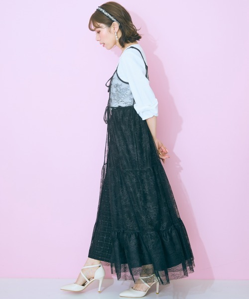 marun(マルン)の「<大きいサイズ> レースティアードキャミワンピース marun(ワンピース・レディース・オフホワイト/ブラック・L/5L/4L/3L/LL)」の11枚目の写真