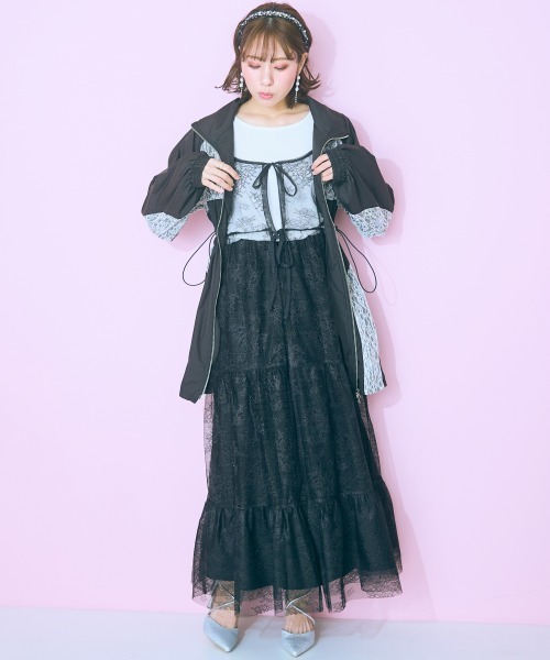 marun(マルン)の「<大きいサイズ> レースティアードキャミワンピース marun(ワンピース・レディース・オフホワイト/ブラック・L/5L/4L/3L/LL)」の3枚目の写真