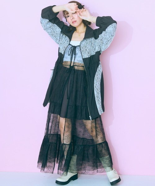 marun(マルン)の「<大きいサイズ> レースティアードキャミワンピース marun(ワンピース・レディース・オフホワイト/ブラック・L/5L/4L/3L/LL)」の14枚目の写真