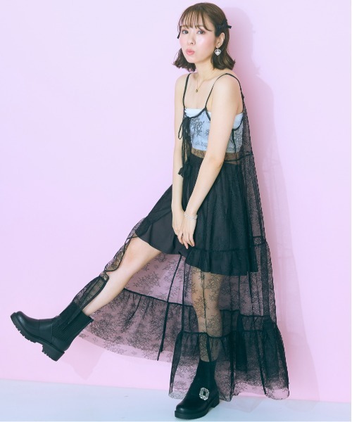 marun(マルン)の「<大きいサイズ> レースティアードキャミワンピース marun(ワンピース・レディース・オフホワイト/ブラック・L/5L/4L/3L/LL)」の12枚目の写真