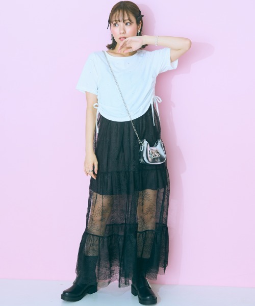 marun(マルン)の「<大きいサイズ> レースティアードキャミワンピース marun(ワンピース・レディース・オフホワイト/ブラック・L/5L/4L/3L/LL)」の13枚目の写真