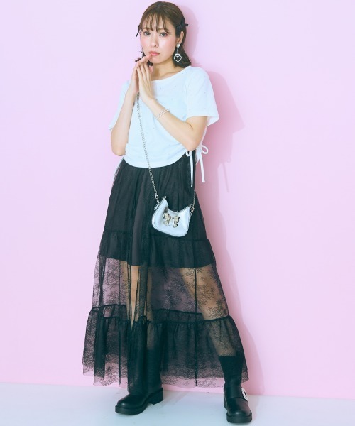 marun(マルン)の「<大きいサイズ> レースティアードキャミワンピース marun(ワンピース・レディース・オフホワイト/ブラック・L/5L/4L/3L/LL)」の6枚目の写真
