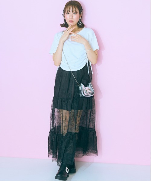 marun(マルン)の「<大きいサイズ> レースティアードキャミワンピース marun(ワンピース・レディース・オフホワイト/ブラック・L/5L/4L/3L/LL)」の7枚目の写真