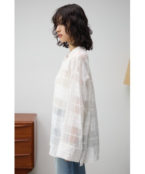 AZUL by moussy（アズールバイマウジー）の「シアースキッパーブラウス（シャツ/ブラウス・レディース・オフホワイト/レッド/ブラック・FREE）」の10枚目の写真