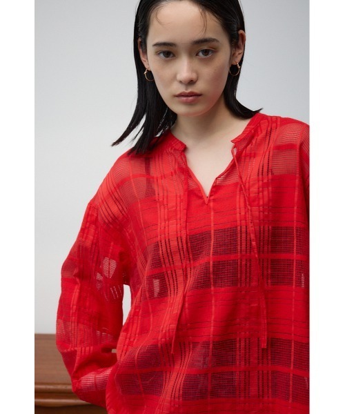 AZUL by moussy（アズールバイマウジー）の「シアースキッパーブラウス（シャツ/ブラウス・レディース・オフホワイト/レッド/ブラック・FREE）」の17枚目の写真