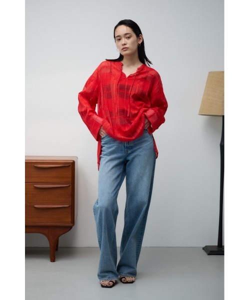 AZUL by moussy（アズールバイマウジー）の「シアースキッパーブラウス（シャツ/ブラウス・レディース・オフホワイト/レッド/ブラック・FREE）」の19枚目の写真