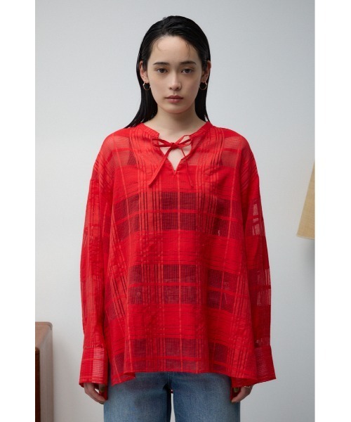 AZUL by moussy（アズールバイマウジー）の「シアースキッパーブラウス（シャツ/ブラウス・レディース・オフホワイト/レッド/ブラック・FREE）」の20枚目の写真