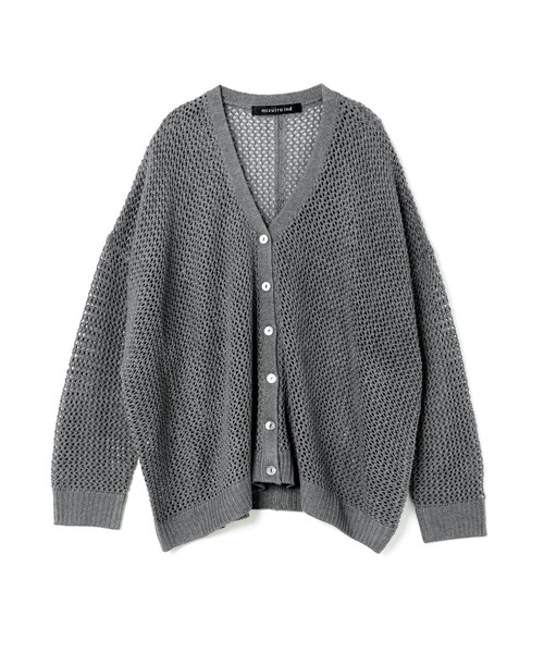 mizuiroind（ミズイロインド）の「mizuiro ind メッシュVネックカーディガン（カーディガン/ボレロ・レディース・キナリ/チャコールグレー/ベージュ/グレー・FREE）」の3枚目の写真