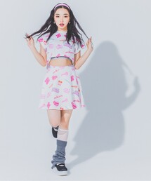 PINK-latte（ピンクラテ）の「【るーつくコラボ/ニコラ9月号掲載】総柄プリントフレアスカート（スカート・キッズ）」