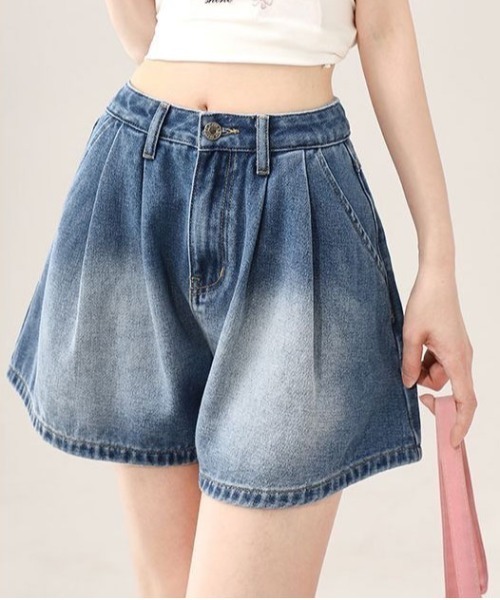 gossip!ロサンゼルス(ゴシップロサンゼルス)の「バックリボンデザイン ハイウエスト デニムショ-トパンツ「韓国ファッションガーリー定番」(デニムパンツ・レディース・ブルー・S/M/XS/L/XL)」の6枚目の写真