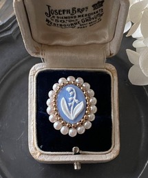 tone（トーン）の「【mallelabrocante/マルラブロカント】サージカルステンレス　すずらんとヴィンテージパールのオーバルリング/金属アレルギー対応（リング）」