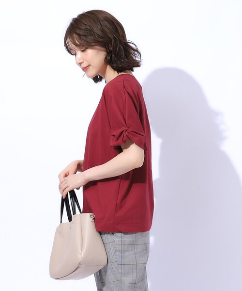 DRESKIP（ドレスキップ）の「◆【UV】秋色で大人のこなれ感 お袖タックトップス（Tシャツ/カットソー・レディース・ブラック/ライトベージュ/ブラウン系/ボルドー・03/02/04）」の6枚目の写真