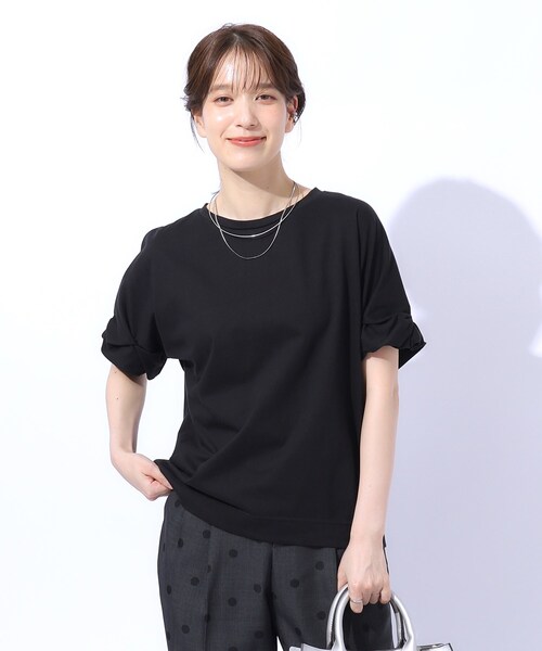 DRESKIP（ドレスキップ）の「◆【UV】秋色で大人のこなれ感 お袖タックトップス（Tシャツ/カットソー・レディース・ブラック/ライトベージュ/ブラウン系/ボルドー・03/02/04）」の13枚目の写真